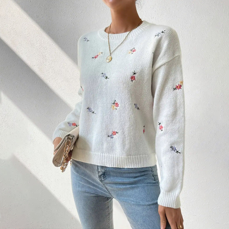 Vrouwelijke Bloementrui Ronde Hals Zomerjurk Casual