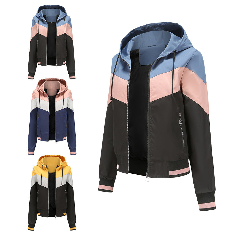 Dames Sportjas Capuchon Colorblock Stijl