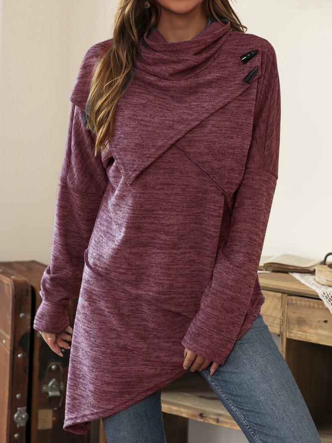 Vrouwelijk Asymmetrisch Shirt met Waterval kraag
