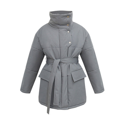 Elegante Gewatteerde Jas met Tailleband voor Vrouw