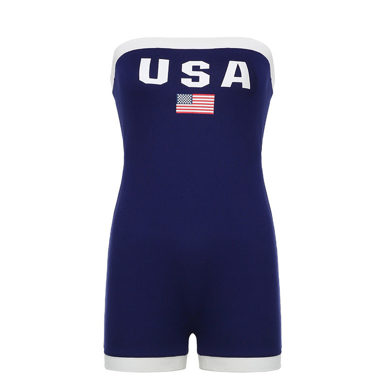 Bandeau Badpak Amerikaans Motief Contrastkleuren Lexie