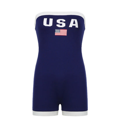 Bandeau Badpak Amerikaans Motief Contrastkleuren Lexie