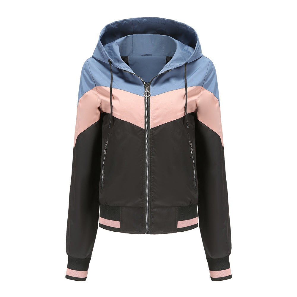 Dames Sportjas Capuchon Colorblock Stijl