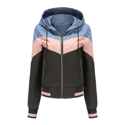 Dames Sportjas Capuchon Colorblock Stijl