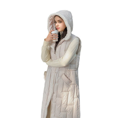 Lange Gewatteerde Vest Polyester Warm en Stijlvol