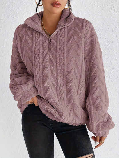 Dames Fleece Trui Hoog Sluitende Kraag Warm en Zacht