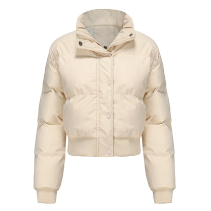 Dames Pufferjas Kort met Hoogsluitende Kraag Warm