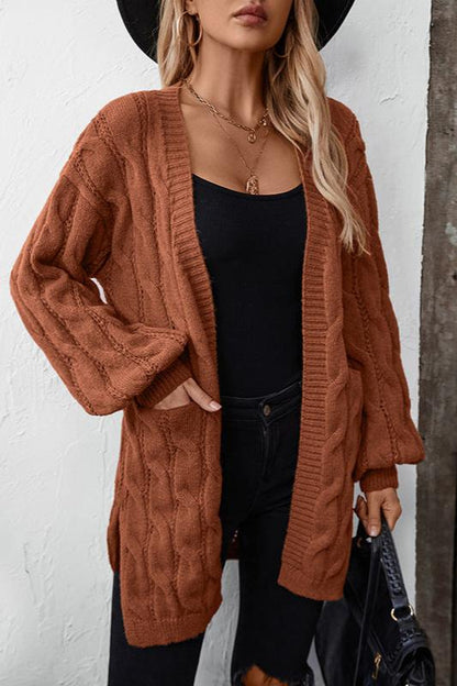 Kabelgebreide Cardigan Warme Acryl Trui Elegante Stijl - Mode Vibes