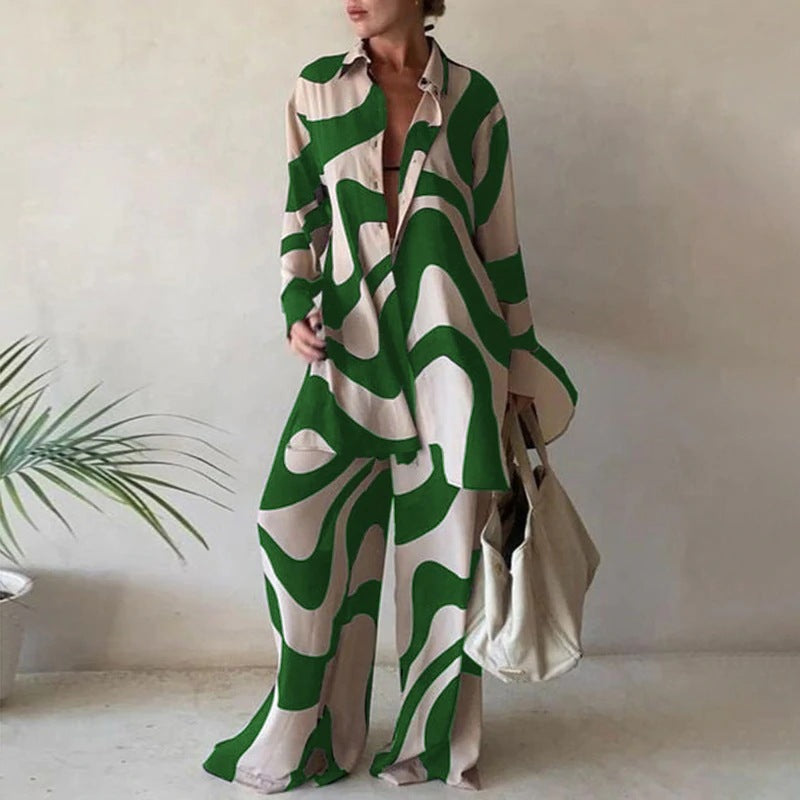 Dames Blouse en Broek Set Lange Mouwen en Wijd Model