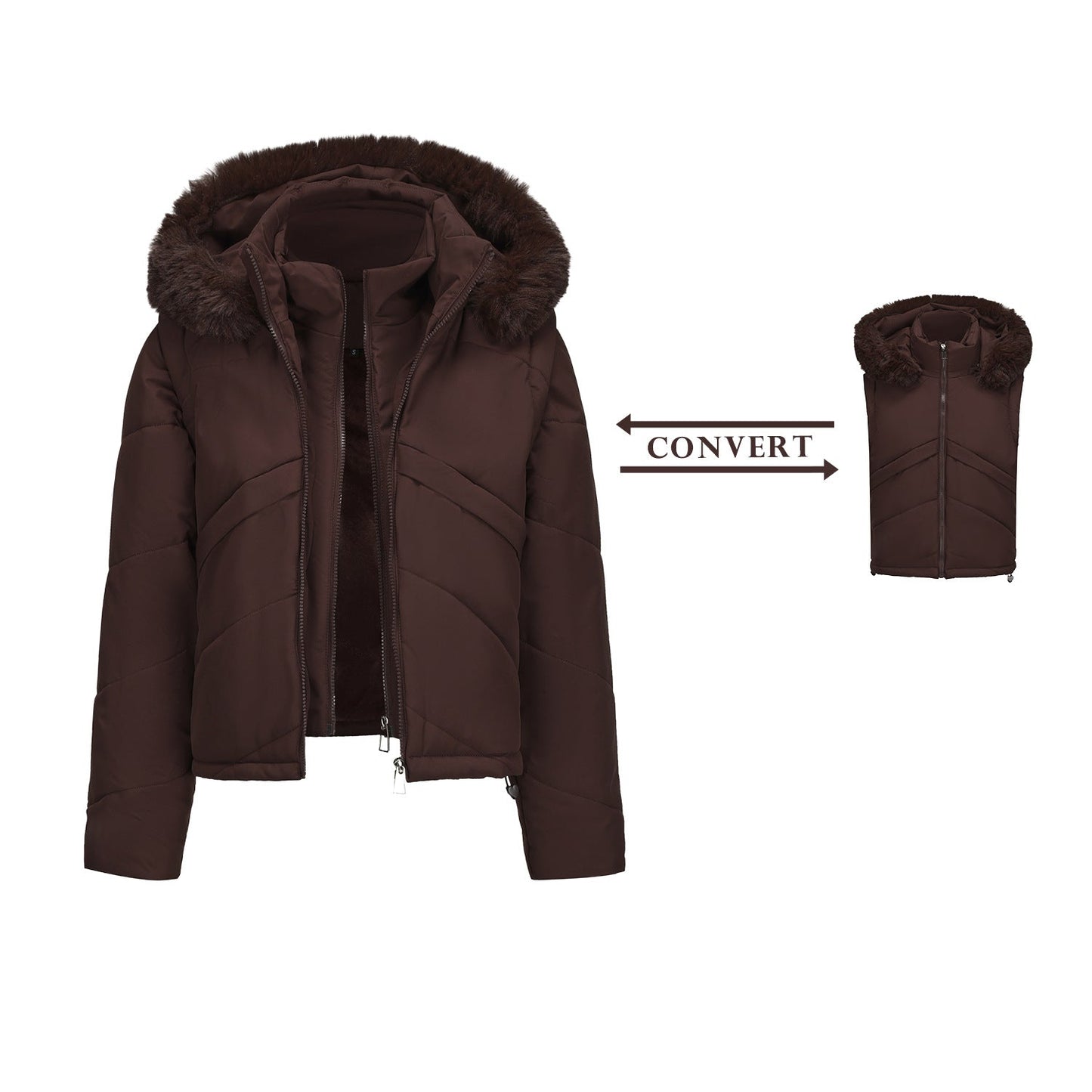 Dames Winterjas 2-in-1 met Uitneembaar Bodywarmer en Capuchon