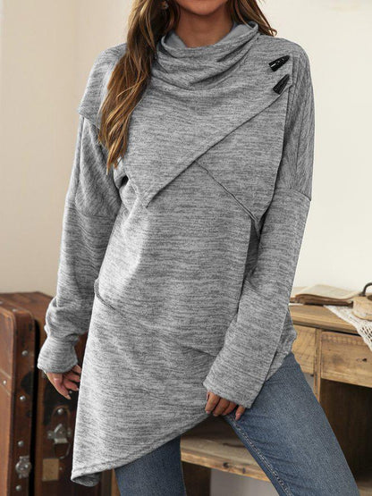 Vrouwelijk Asymmetrisch Shirt met Waterval kraag