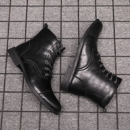 Leren Herenboots met Vetersluiting Klassiek Design