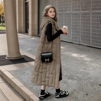 Lange Gewatteerde Vest Polyester Warm en Stijlvol