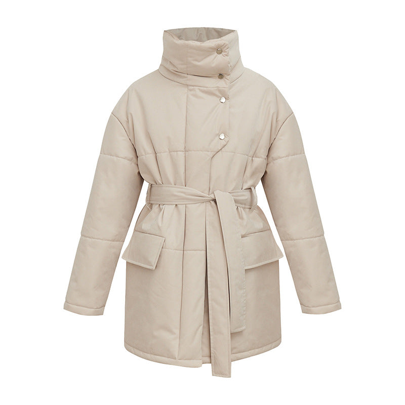 Elegante Gewatteerde Jas met Tailleband voor Vrouw - Mode Vibes
