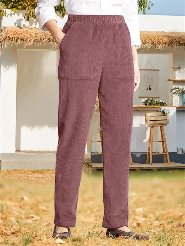 Dames Broek Corduroy Effen Stijl