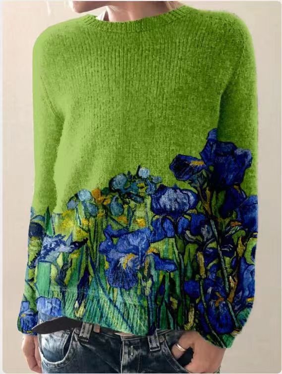 Damestrui Gebreid met 3D Bloemenprint voor Vrouw - Mode Vibes