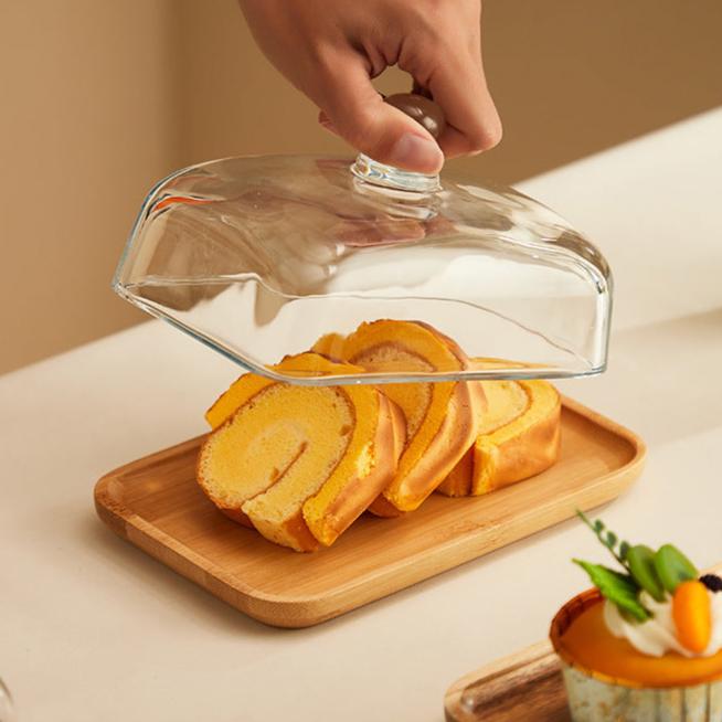 Houten Boterhouder met Glasdeksel