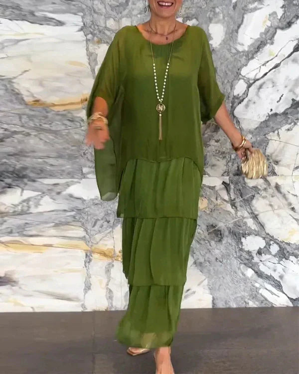 Elegante Gelaagde Jurk voor Vrouw Bernice Stijl