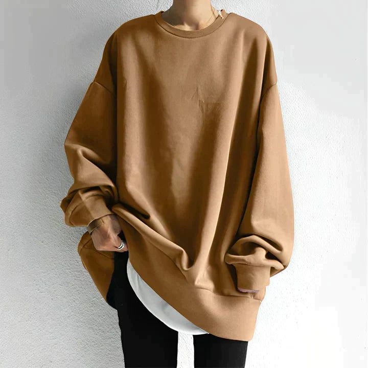 Oversized Zwarte Damestrui – Comfortabele Casual Sweater met Lange Mouwen
