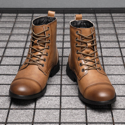 Leren Herenboots met Vetersluiting Klassiek Design