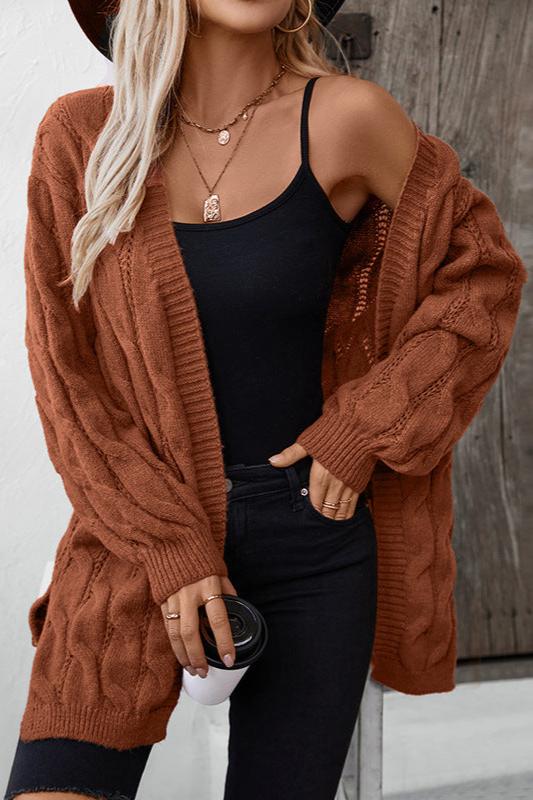 Kabelgebreide Cardigan Warme Acryl Trui Elegante Stijl