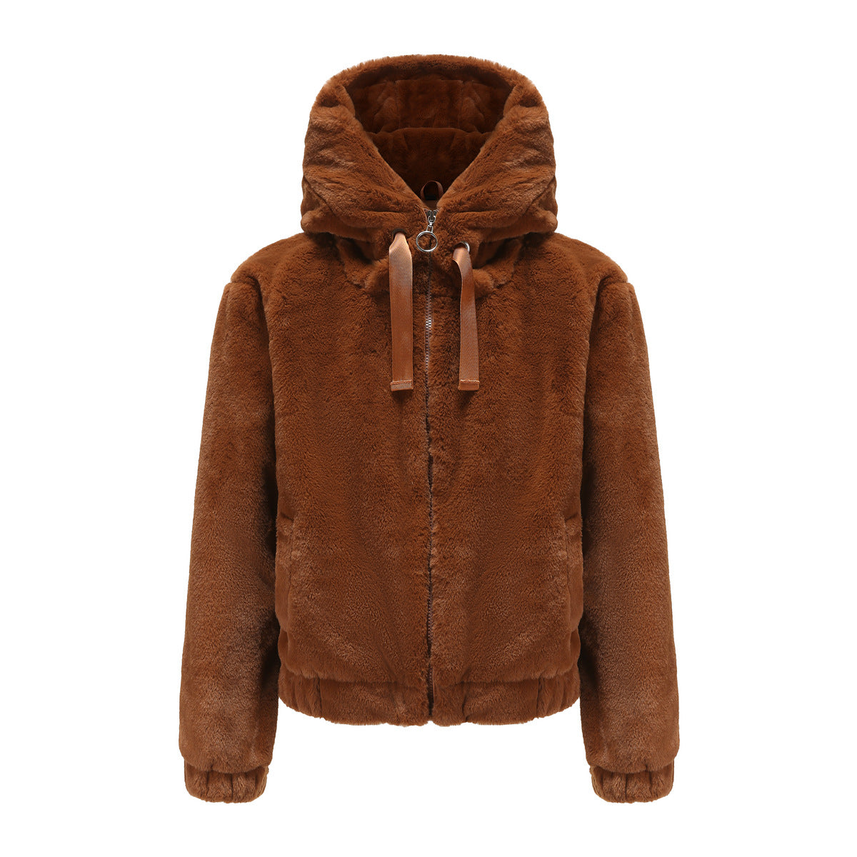 Dames Teddyjas met Capuchon Zacht Fleece Bontjas