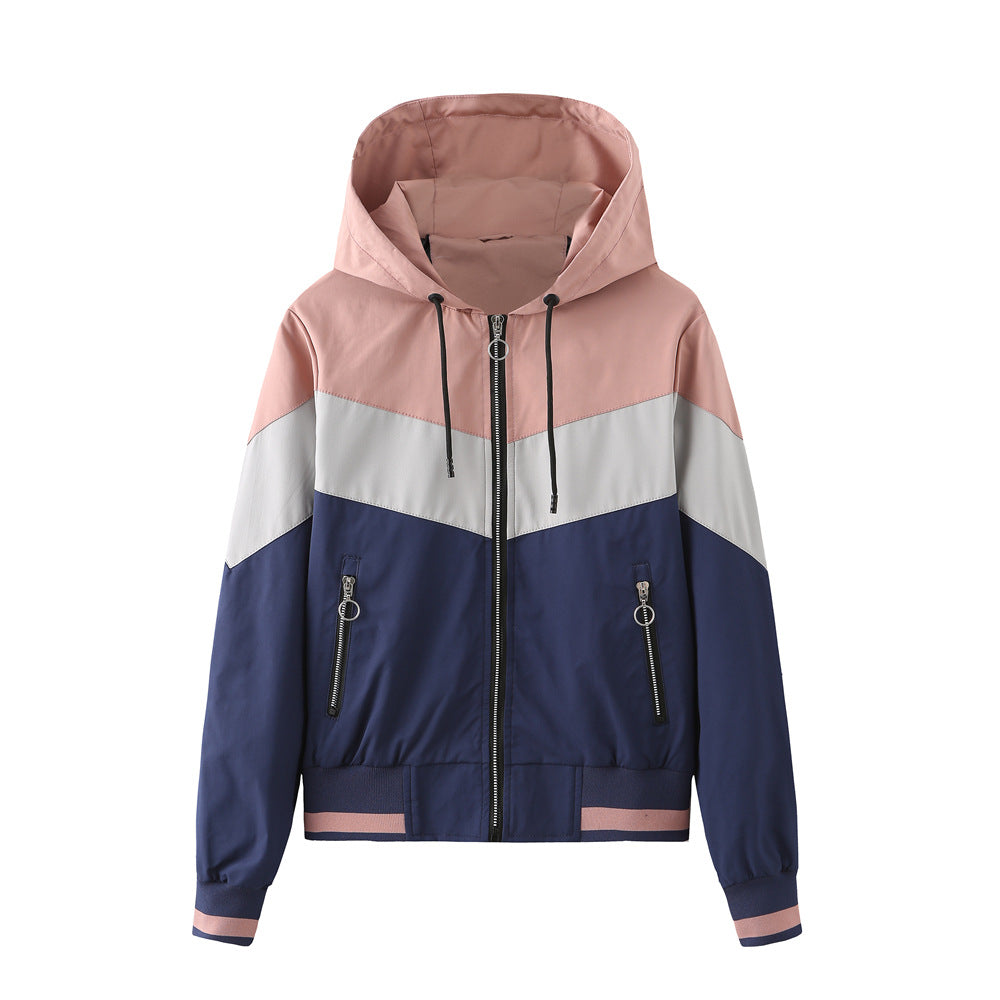 Dames Sportjas Capuchon Colorblock Stijl