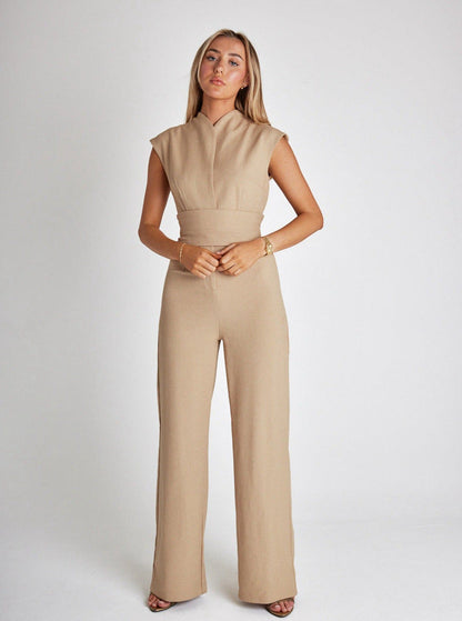 LUNA Volledige Jumpsuit met Wijde Pijpen voor Verfijnde Stijl