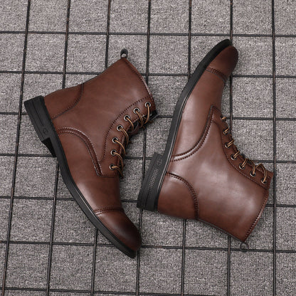 Leren Herenboots met Vetersluiting Klassiek Design