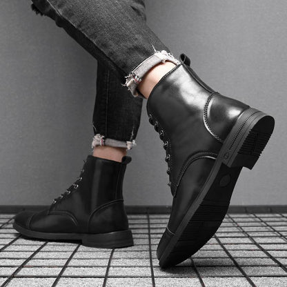 Leren Herenboots met Vetersluiting Klassiek Design