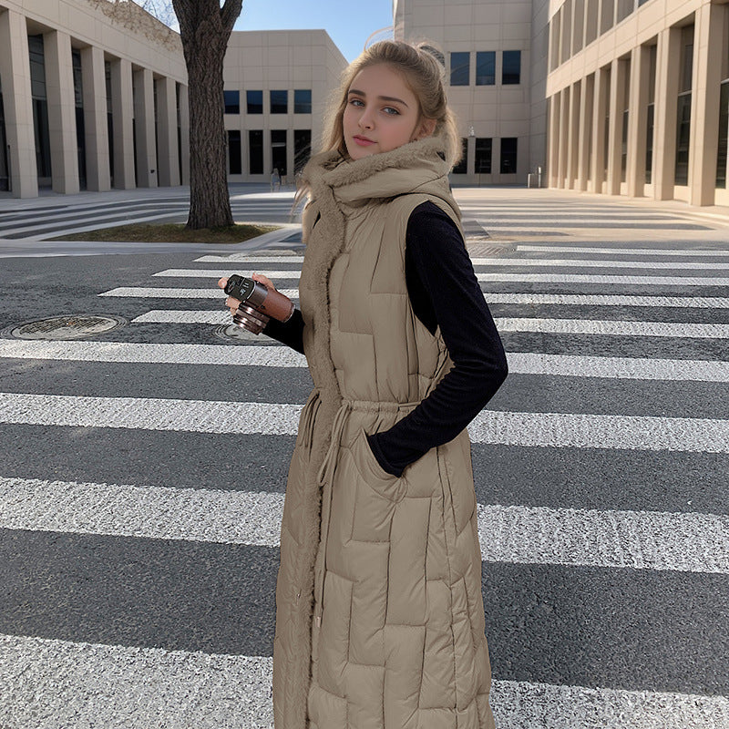 Lange Gewatteerde Vest Polyester Warm en Stijlvol
