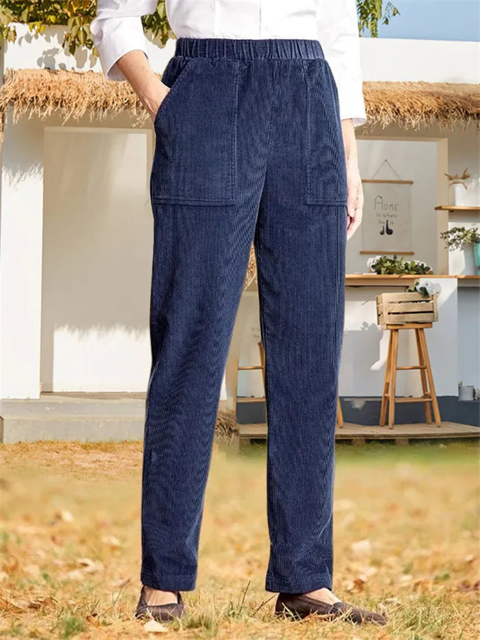 Dames Broek Corduroy Effen Stijl