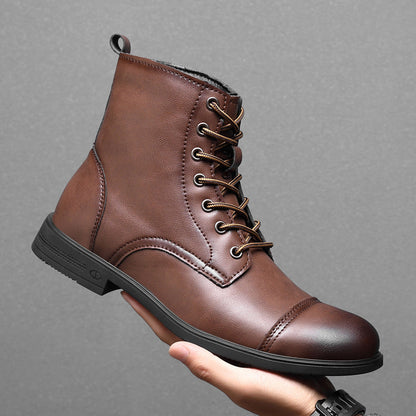 Leren Herenboots met Vetersluiting Klassiek Design