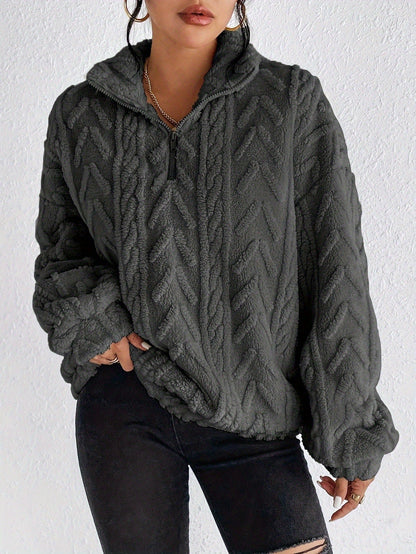 Dames Fleece Trui Hoog Sluitende Kraag Warm en Zacht