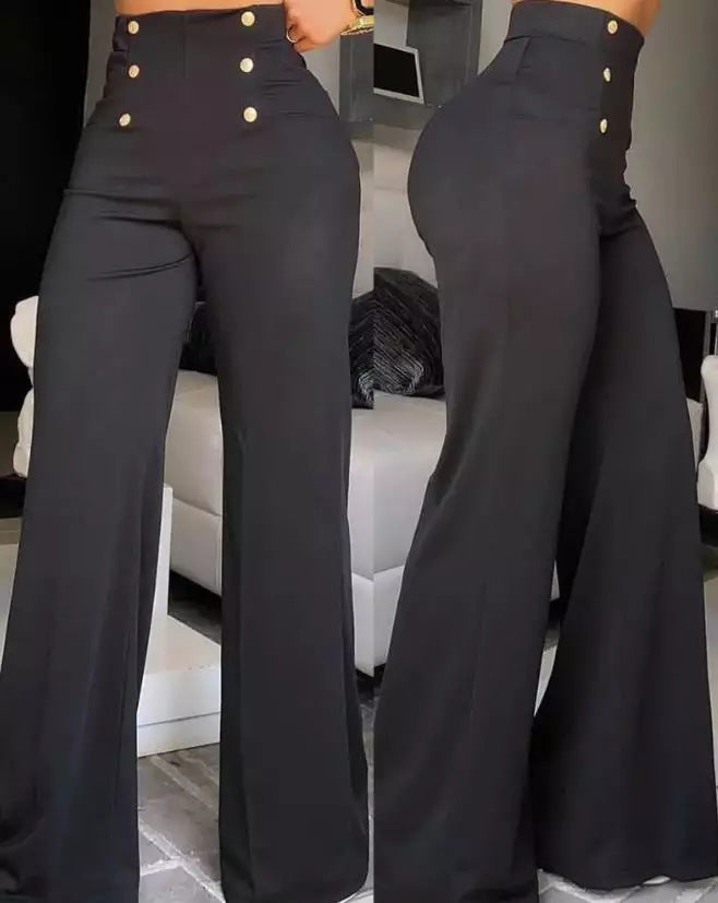 Hoge Taille Broek Zijknopen Fiora Comfortabele Fit