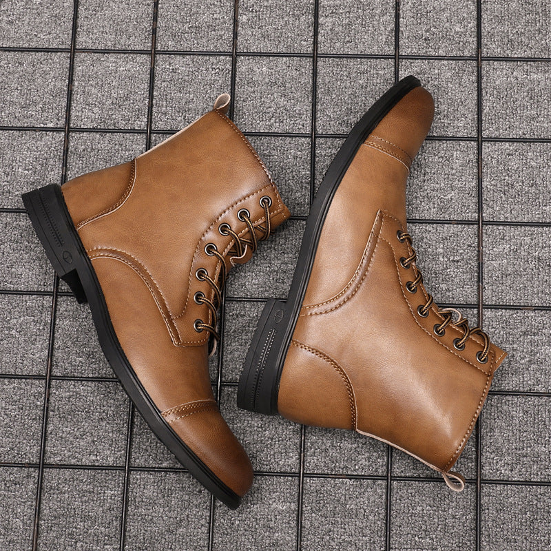 Leren Herenboots met Vetersluiting Klassiek Design