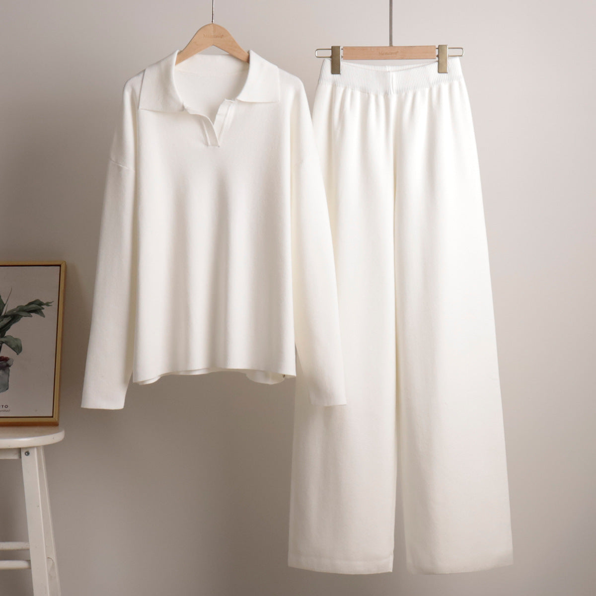 Dames Loungewear Set - Zachte Gebreide Oversized Trui en Broek