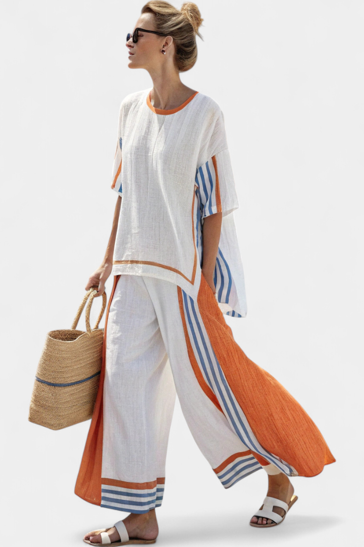 Dames Luchtige Set Gestreept Relaxte Pasvorm - Mode Vibes
