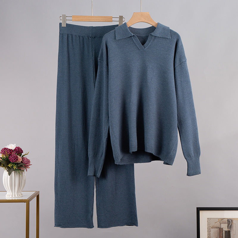 Striktrui met Polo Hals en Wijdte Broek