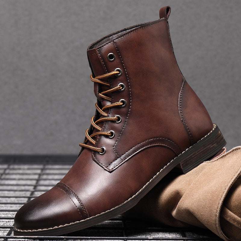 Leren Herenboots met Vetersluiting Klassiek Design