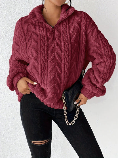 Dames Fleece Trui Hoog Sluitende Kraag Warm en Zacht