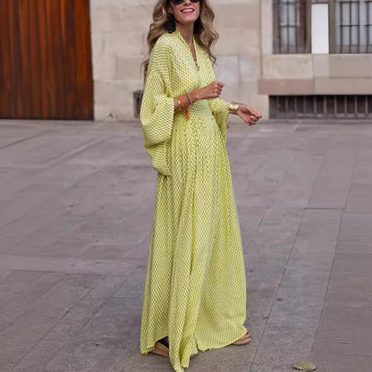 Dames Lange Jurk Chiffon V-hals
