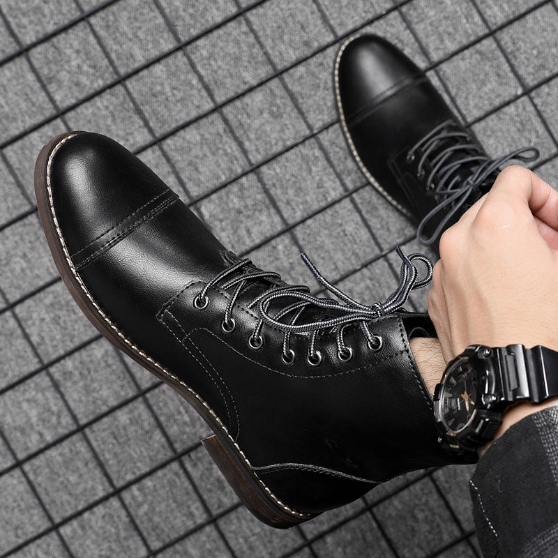Leren Herenboots met Vetersluiting Klassiek Design