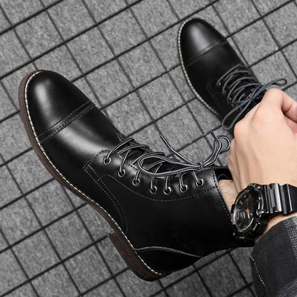 Leren Herenboots met Vetersluiting Klassiek Design