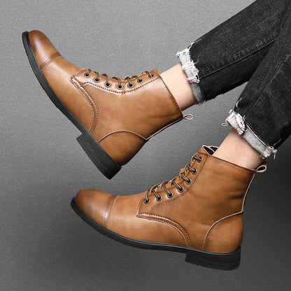 Leren Herenboots met Vetersluiting Klassiek Design