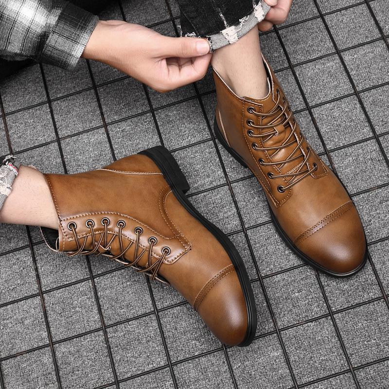 Leren Herenboots met Vetersluiting Klassiek Design