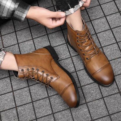 Leren Herenboots met Vetersluiting Klassiek Design