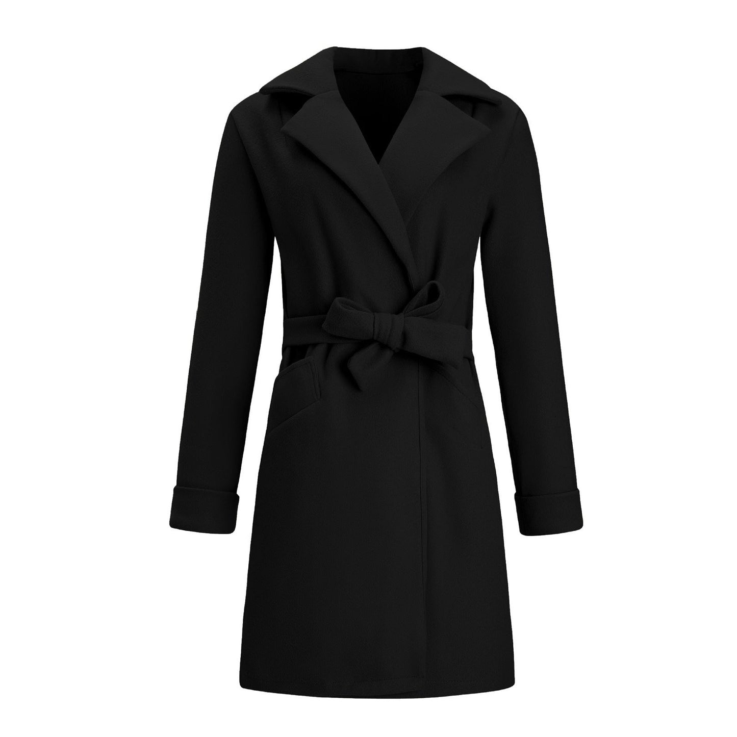 Dames Jas Double-Breasted Wollook Lange Coat