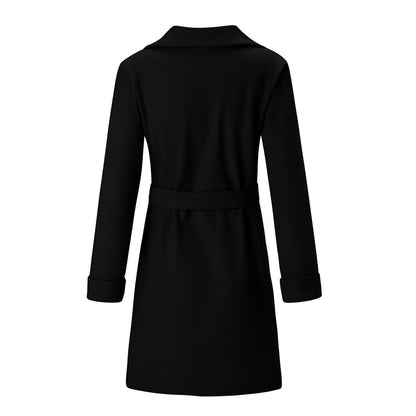 Dames Jas Double-Breasted Wollook Lange Coat