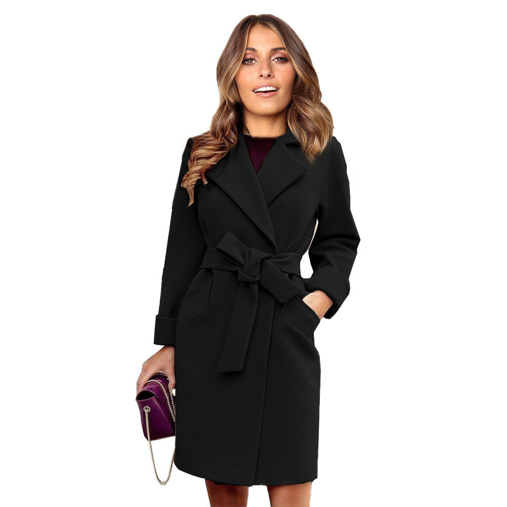 Dames Jas Double-Breasted Wollook Lange Coat